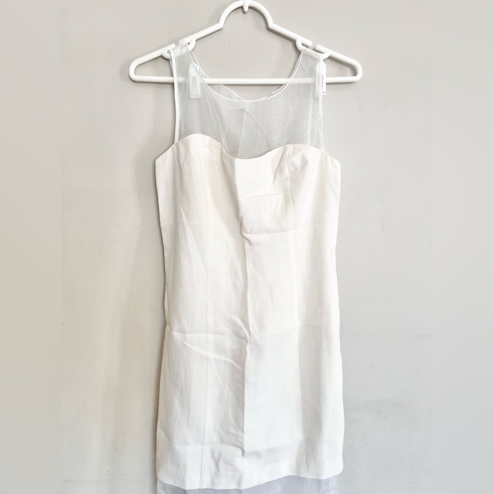 NWT Reformation Eydie Crepe Sheer Panel White Midi Dress Size 4 - Picture 5 of 11